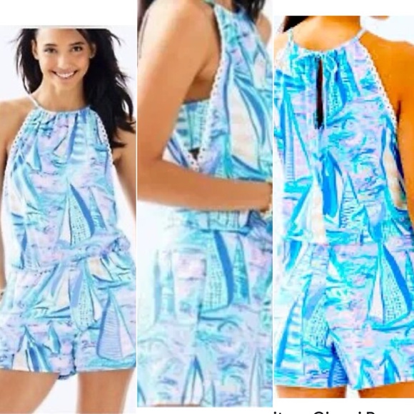 Lilly Pulitzer - Gianni Romper - Light Lilac Verbena - Aboat Time - BNWT - Picture 14 of 14